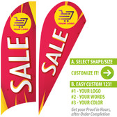 SALE! Red Star with Yellow Feather Flags + your own custom logo or any sells messages