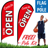 Come in WE'RE OPEN (Red/White)! Feather Flag Banner