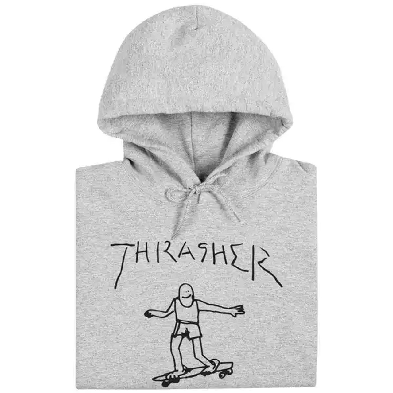 THRASHER SWEAT GONZ HOOD GREY BLACK NUMERO 4 Skateshop