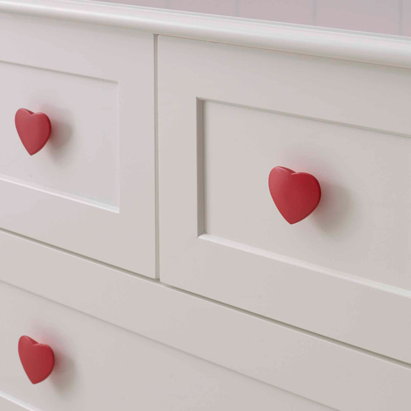 Wooden storage drawers set bedroom Red heart Holly white