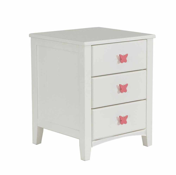 Wooden Nevis bedside side table butterfly pink handles