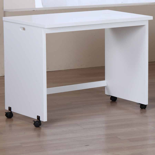 tweedle white wood desk with wheels under mid sleeper