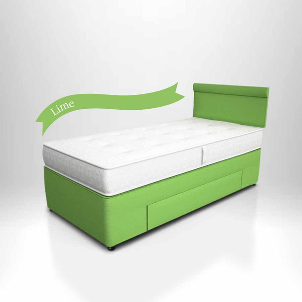 Potter Storage Divan Bed - Large Side Drawer Lime