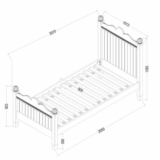 princess bed tech drawing