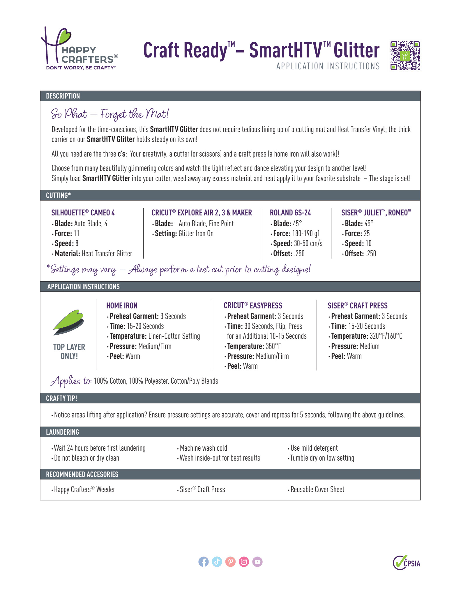 Craft Ready™ SmartHTV™ Glitter Application Instructions