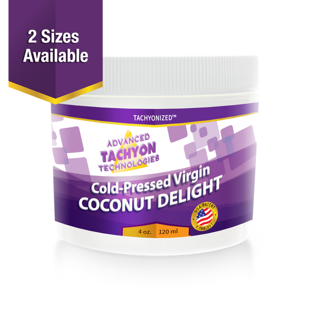 Tachyonized Coconut Delight Oil is in the category of miraculous healing super-foods. Taking it on a daily basis can help boost brain function or regain memory loss.  It holds amazing healing properties when massaged into the skin, and can also function as a toxic free, nourishing lubricant for genital massage.