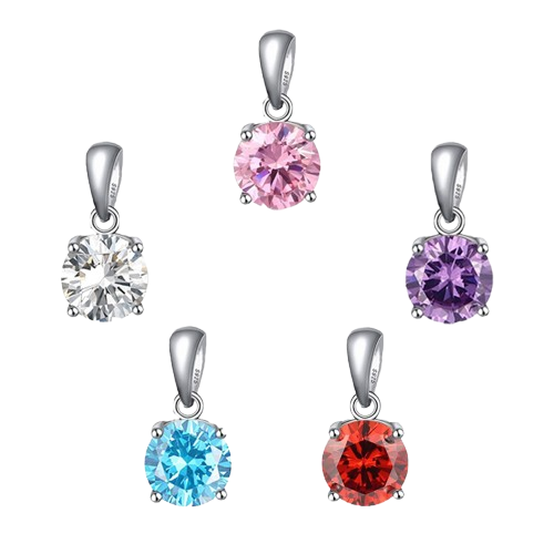 MEDIUM 15mm - Popular - CZ Round Cut Pendant