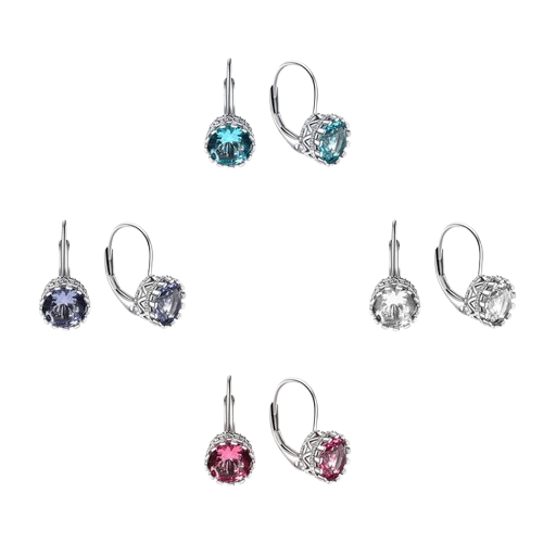 7mm CZ Flower Tachyon Earrings - Lever Back