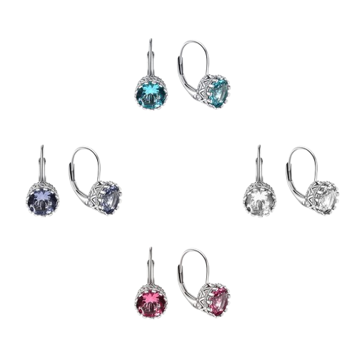 7mm CZ Flower Tachyon Earrings - Lever Back 