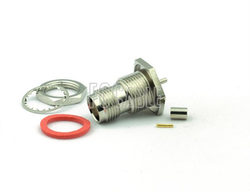 TNC Female Connector Bulkhead CRIMP For RG178, RG196