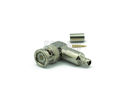 BNC Reverse Polarity Male Connector Right Angle CRIMP For RG58, RG141, RG303, LMR195, B7806A