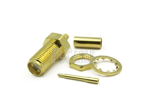 SMA Reverse Polarity Female Connector Bulkhead CRIMP For RG188DS, RG316DS