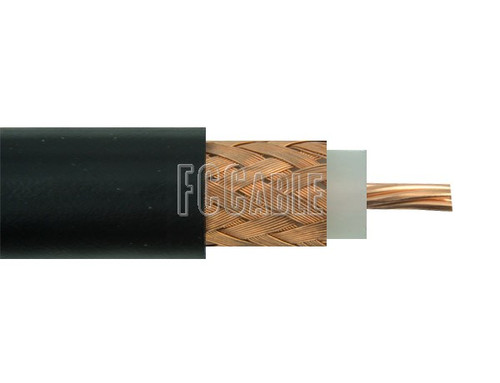 Flexible RG213/U 50 Ohm Coax Cable 0.405 inches Diameter, Single Shield, Black PVC Jacket
