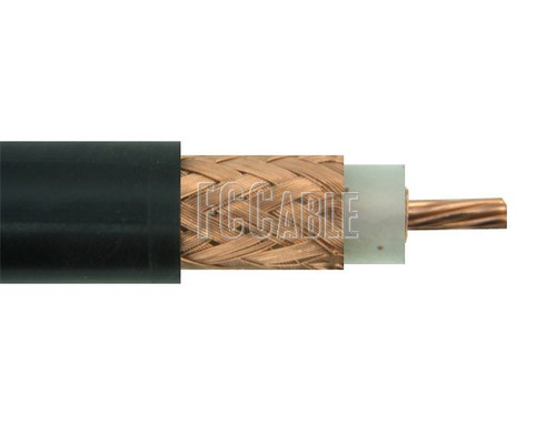 Flexible RG8A/U 50 Ohm Coax Cable 0.405 inches Diameter, Single Shield, Black PVC(NC) Jacket