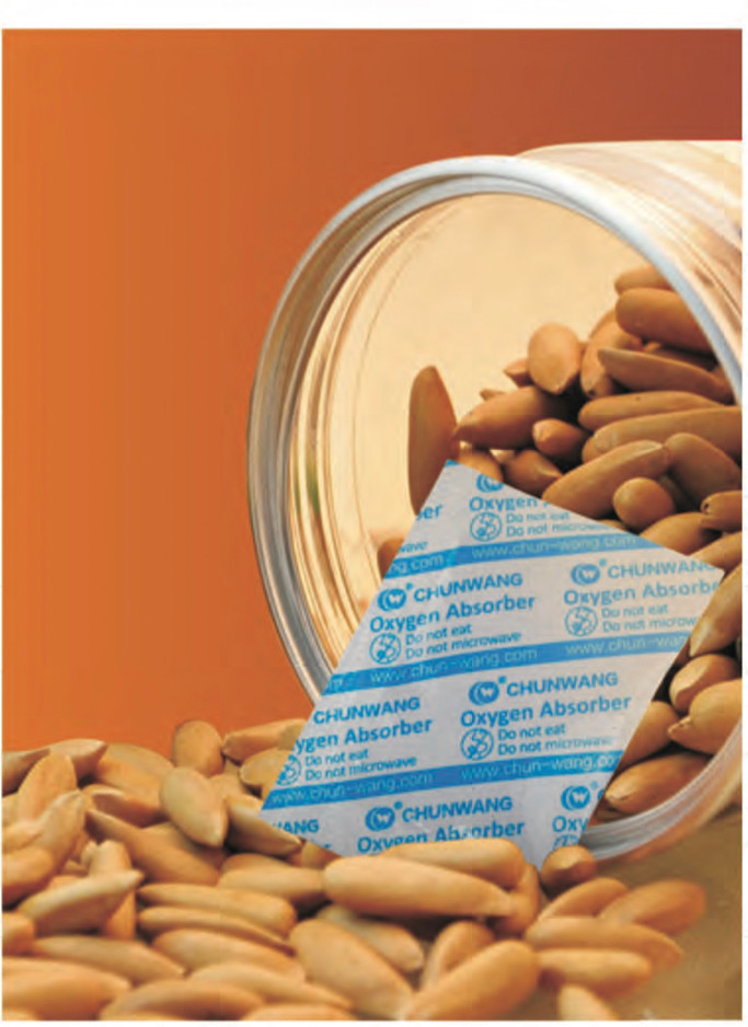 OHunter oxygen absorber sachets pictured with packaged food