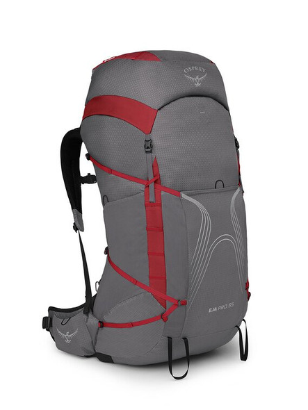 Osprey Eja Pro 55 Backpack - Women's - Dale Grey/Poinsettia Red
