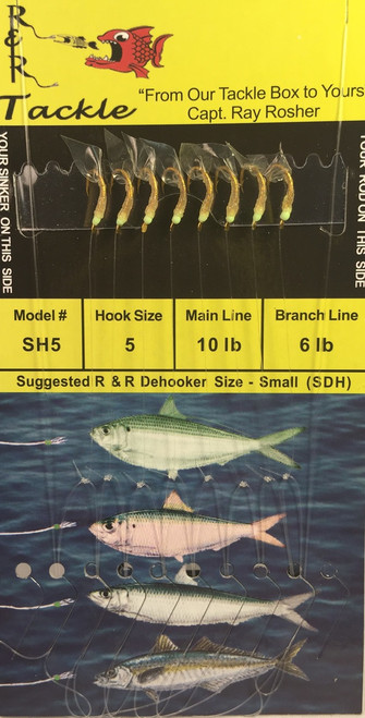 R&R Sh-5 Sabiki Shrimp Rig 8 Hk /Green Head Size 5 Hook