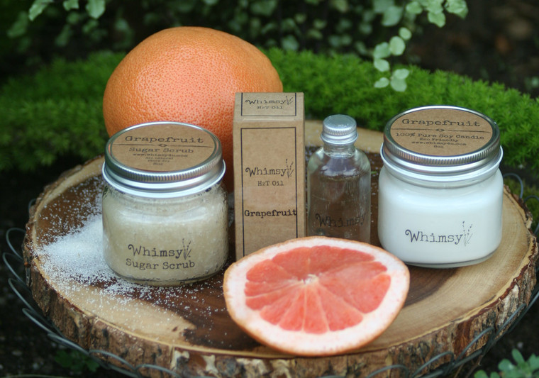 grapefruit, grapefruit body oil, grapefruit sugar scrub, grapefruit candle, grapefruit collection