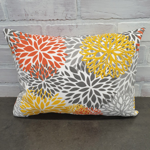 Dahlias Lumbar Pillow, Yellow