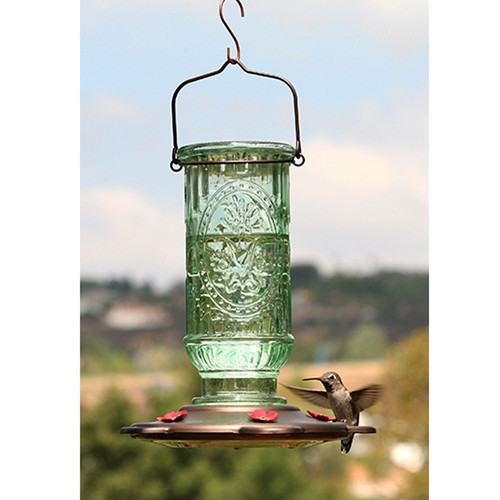 Vintage Glass Hummingbird Feeder