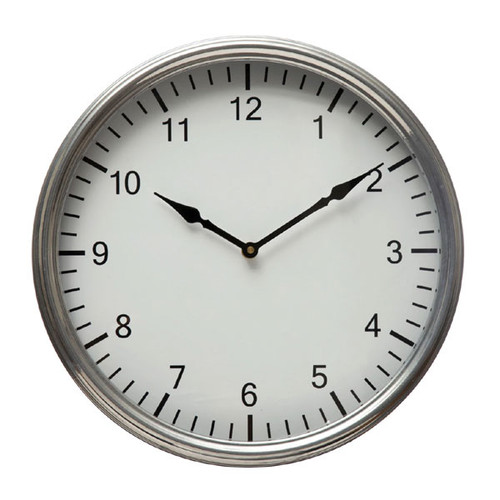 Antique Nickel Wall Clock, 14-Inch