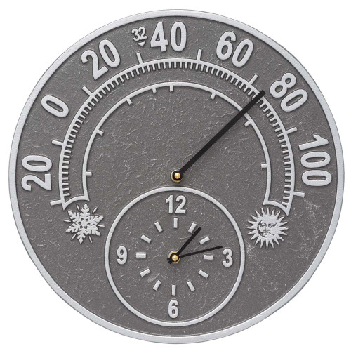 Solstice Thermometer & Clock in Pewter