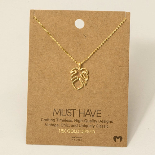 Monstera Cutout Pendant Necklace