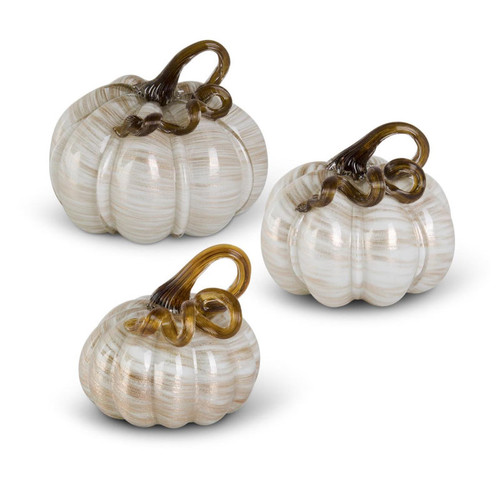Cream Swirl Glass Pumpkin