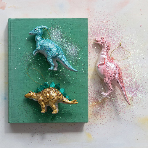 Glitter Dinosaur Ornament, Assorted 1pc