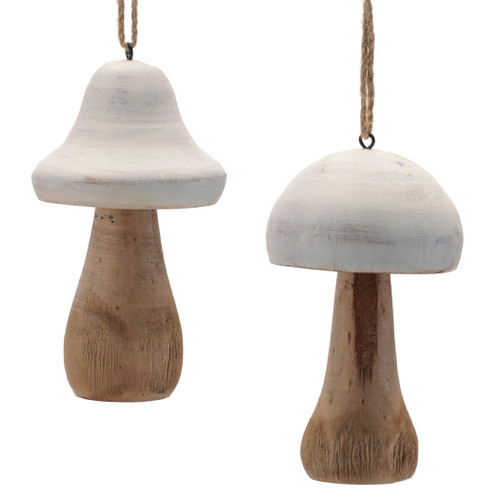 Wood Mushroom Ornament, Assorted 1pc