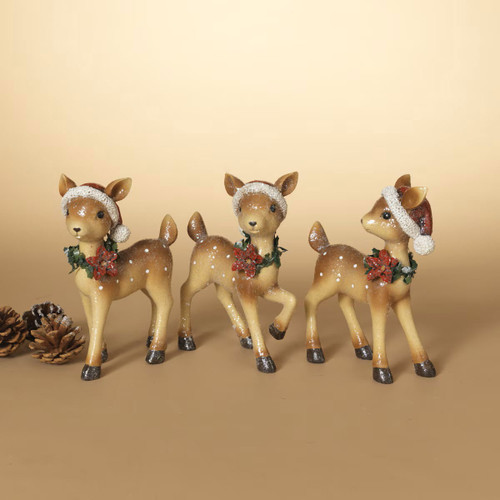 Glittery Holiday Deer Figurine, Assorted 1pc