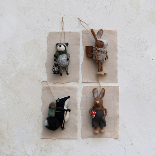 Wool Felt Forest Animal Ornament, Assorted 1pc