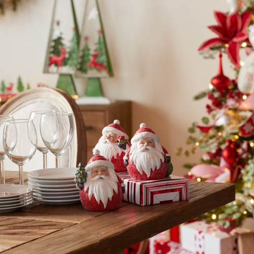 Glittery Round Santa, Assorted 1pc