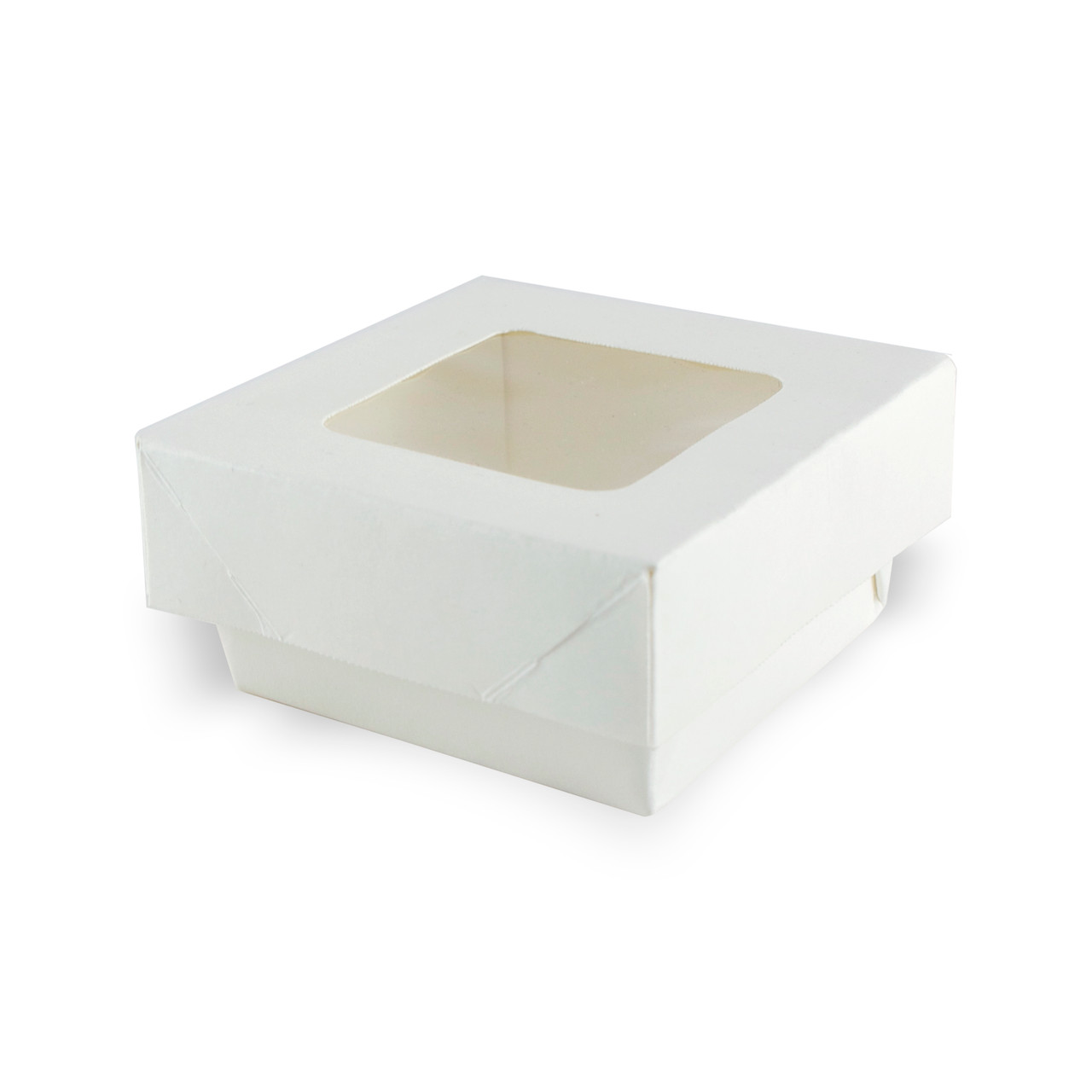 White Kray Boxes With Pet Window Lid -7oz L:2.75 x W:2.75 x H:1.5in