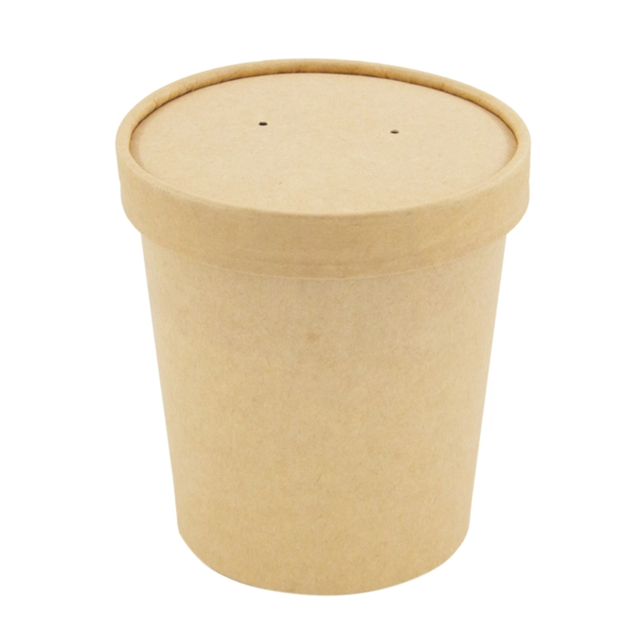 Brown Kraft Soup Cup with Kraft Lid Included - 16oz D:3.8in H:4in - 500 pcs