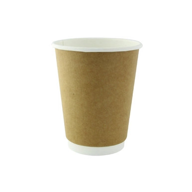 Double Wall Kraft Compostable Paper Cup - 10oz D:3.5in H:3.7in - 500 pcs