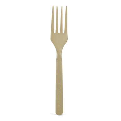Unwrapped Compostable & Heat Proof Corn - Bamboo Fiber Fork - L:6in - 1000 pcs