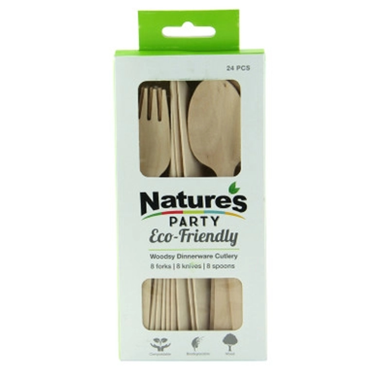 WOODSY Wooden Cutlery Kit (8 Forks / 8 Knives / 8 Spoons) - L:6.5in W:0.8in - 288 kits WOODSY Wooden Cutlery Kit (8 Forks / 8 Knives / 8 Spoons) - L:6.5in W:0.8in - 288 kits