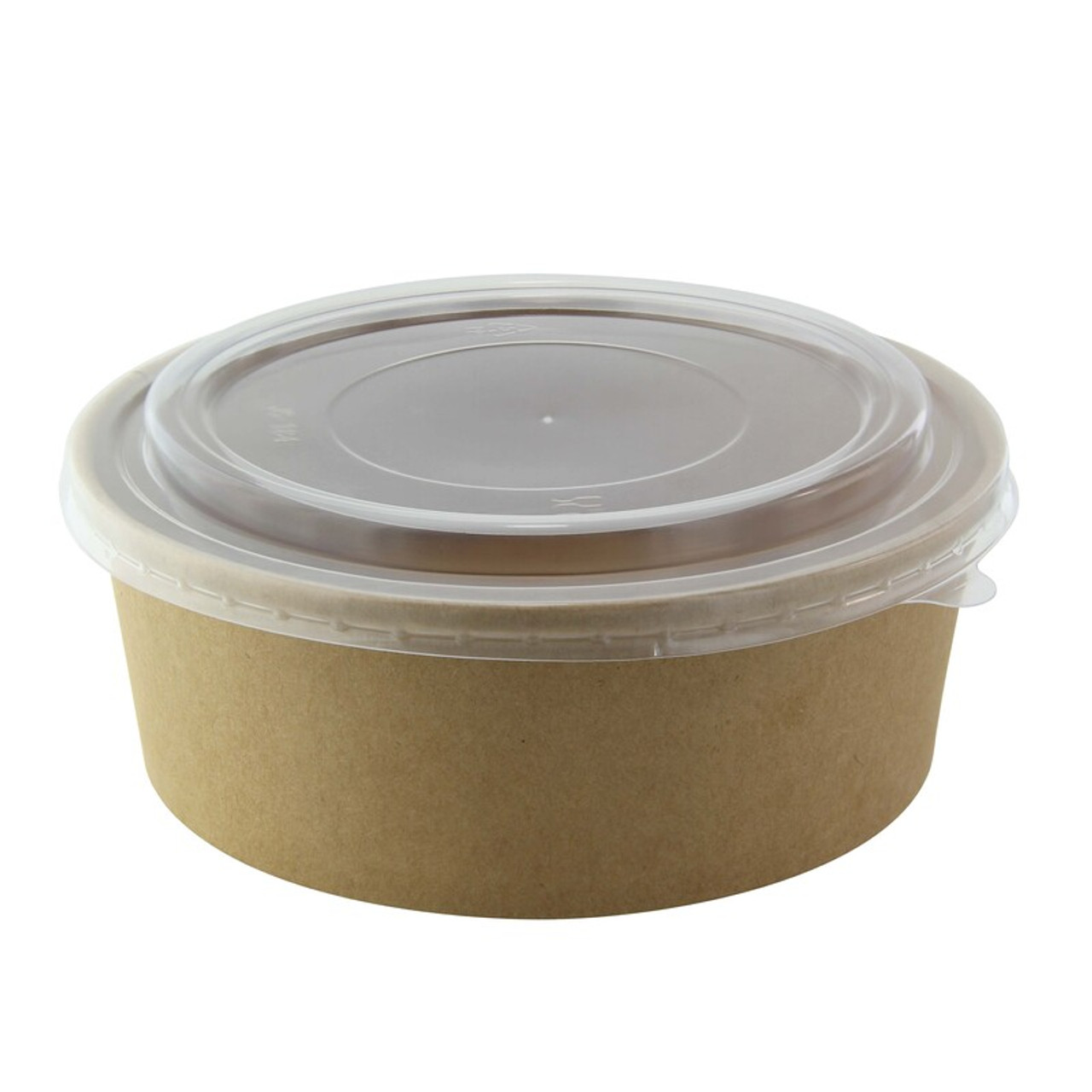 Round Kraft Salad Bucket with PET Lid Included 40oz D:7.2in H:2.6in - 25  pcs - BioandChic