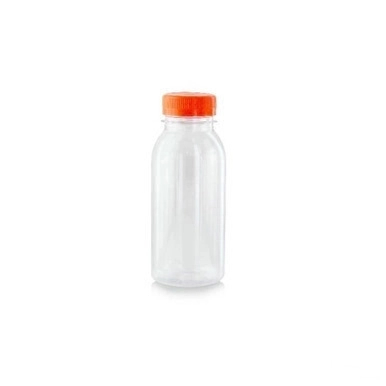 Round PET Bottle With Orange Cap - 7.8oz D:2.2in H:5.9in - 300 pcs Round PET Bottle With Orange Cap - 7.8oz D:2.2in H:5.9in - 300 pcs