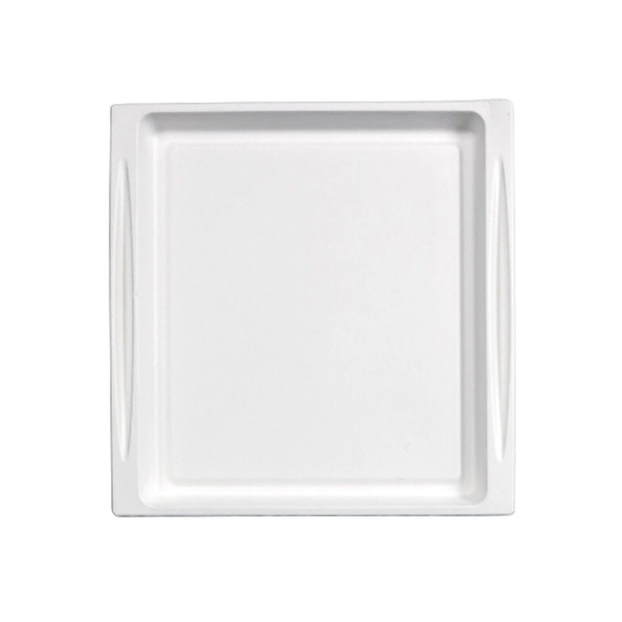 White Sugarcane Tray Atlas (No added PFAs) - L:10.7in W:10.4inin H:0.75in - 200 pcs White Sugarcane Tray Atlas (No added PFAs) - L:10.7in W:10.4inin H:0.75in - 200 pcs