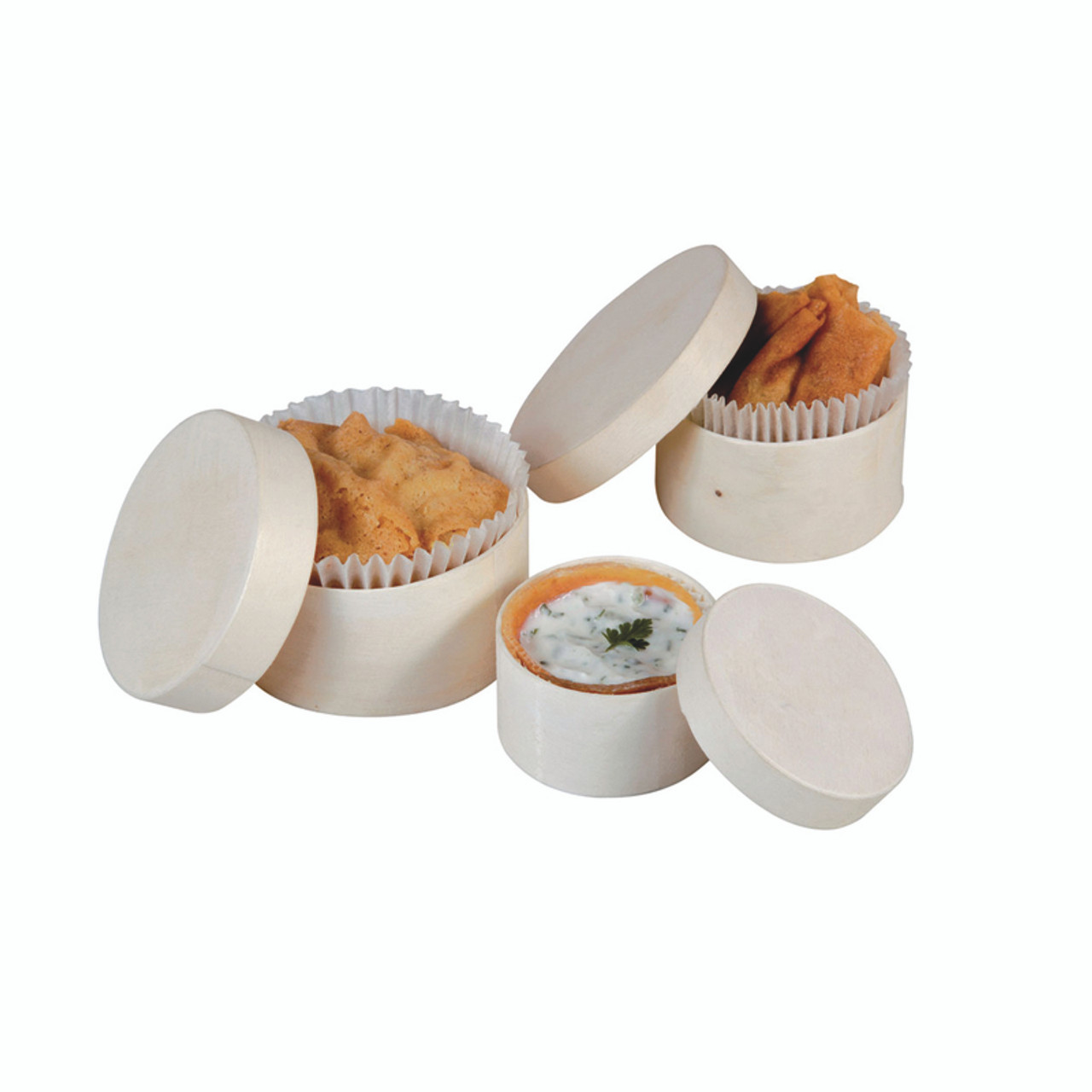 3 Round Wooden Cup Kit - 2.5x1.3in 2.3x1.1in 1.9x1in - 96pcs - Packnwood