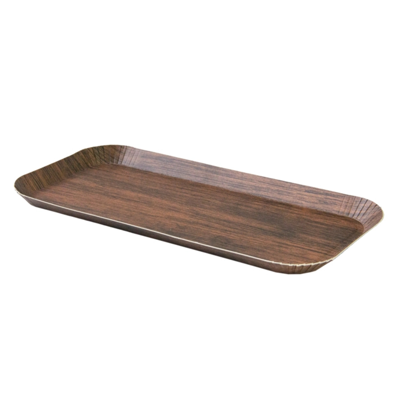 Dark Wood Print Laminated Paper Tray - L:10.5in W:5in H:0.6in - 200 pcs Dark Wood Print Laminated Paper Tray - L:10.5in W:5in H:0.6in - 200 pcs