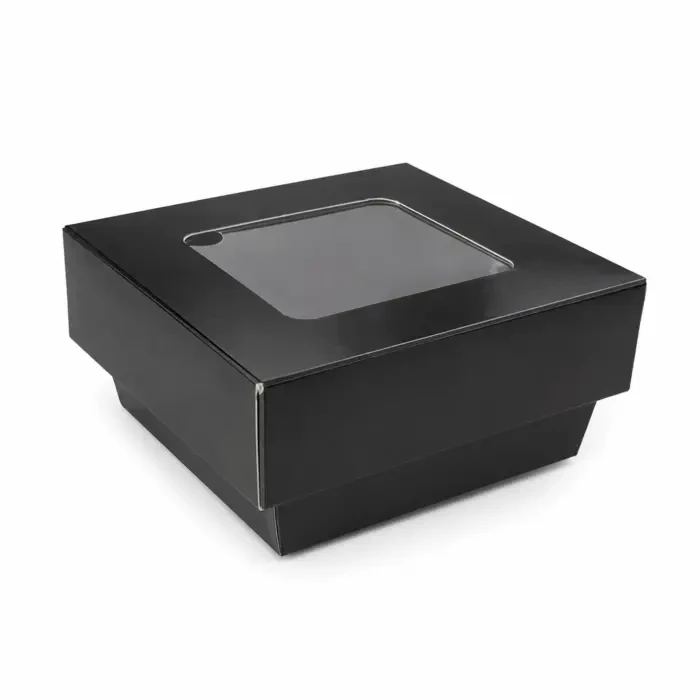 Bakeable Black Kray Box with PET Lid - 7oz L:2.8in W:2.8in H:1.6in Up to 350F(Base Only) - 100 pcs