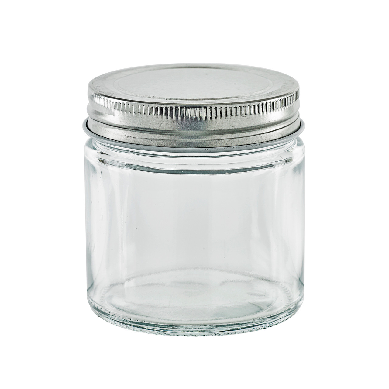 Round reusable jar glass with aluminium cap - 7.4oz D:2.75in W:2.91in H:3.03in - 20 pcs