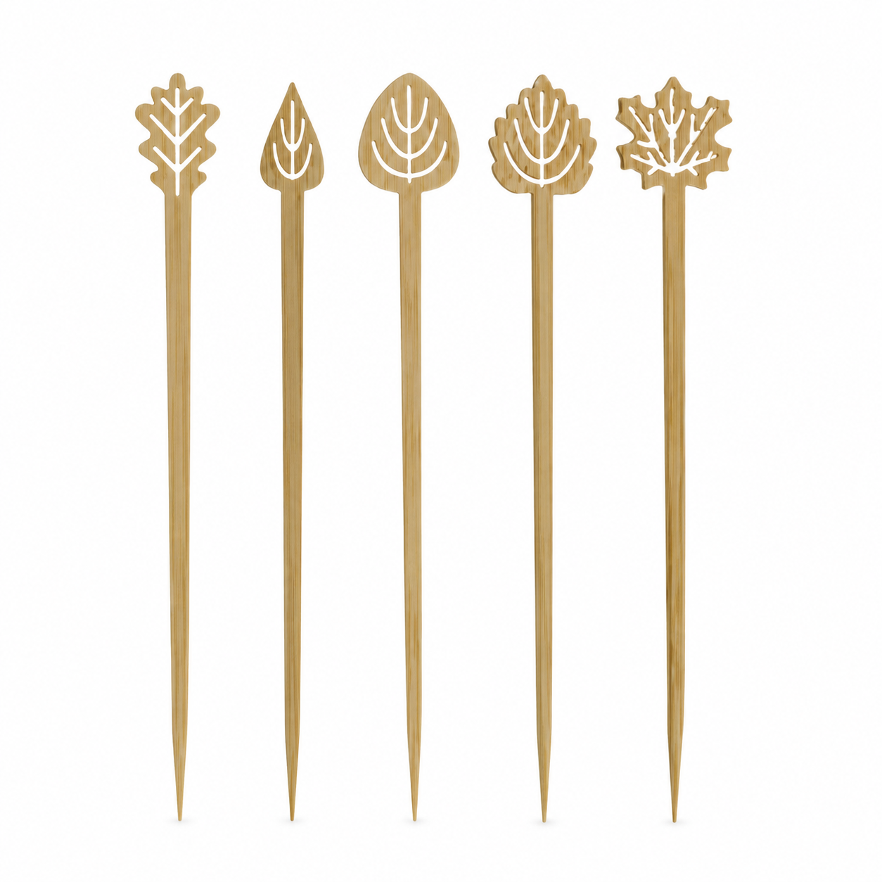 Bamboo Pick with Assorted Leaves - L:4.1in - 1000 pcs