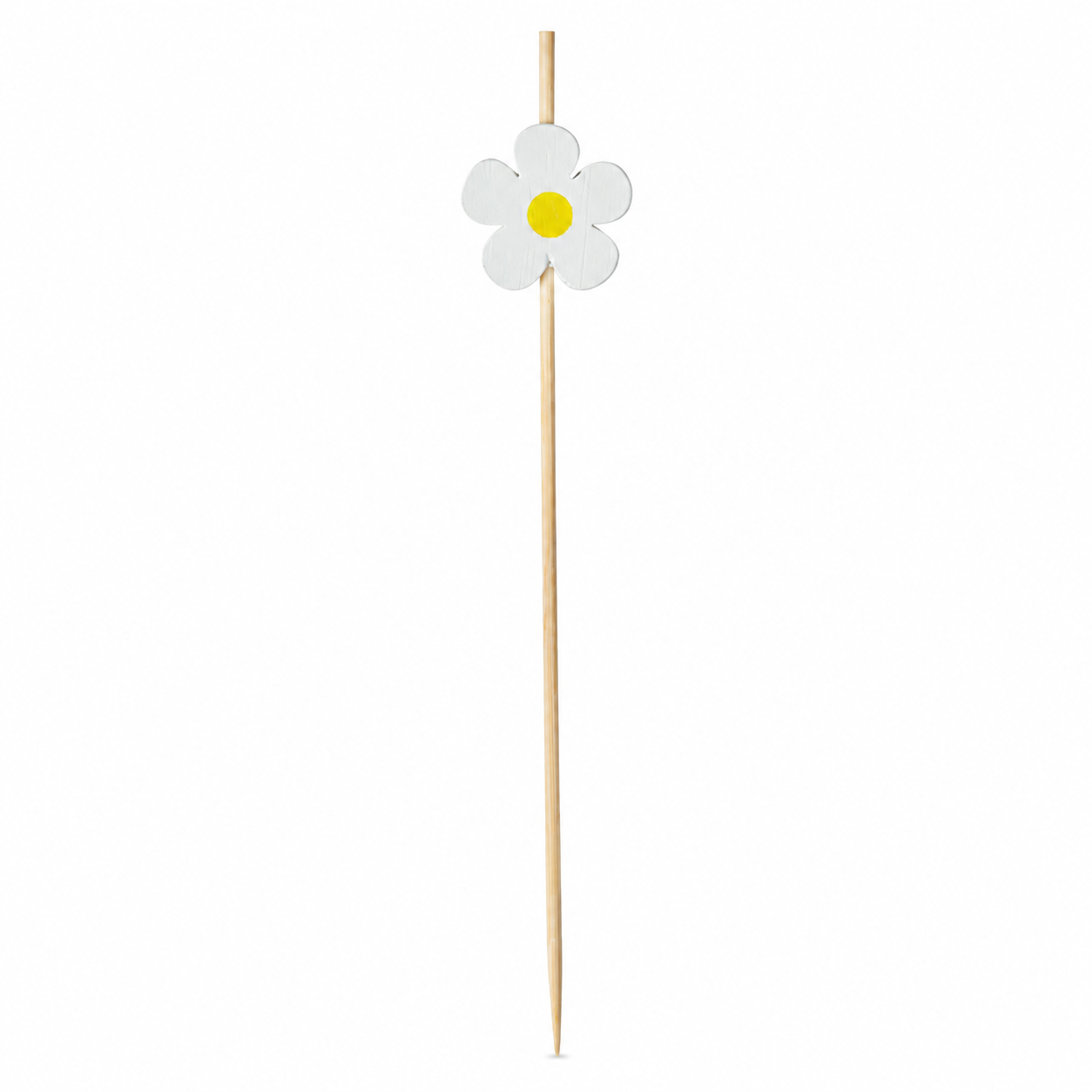 Bamboo Pick with White Daisy Flower - L:4.1in - 1000 pcs
