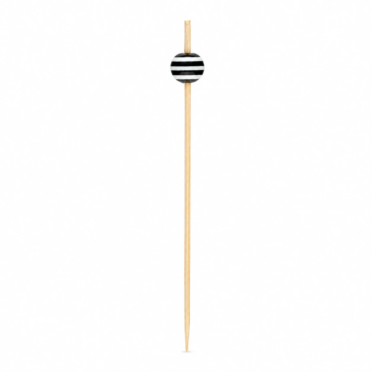 Bamboo Pick with Black and White Stripped Ball - L:4.1in - 1000 pcs