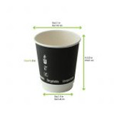 Elegant Double Wall Black Compostable Paper Cups with Eco-Labels