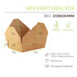 Mini Kraft Meal Box - 8oz L:4.75in W:3.8in H:1.4in - 500 pcs